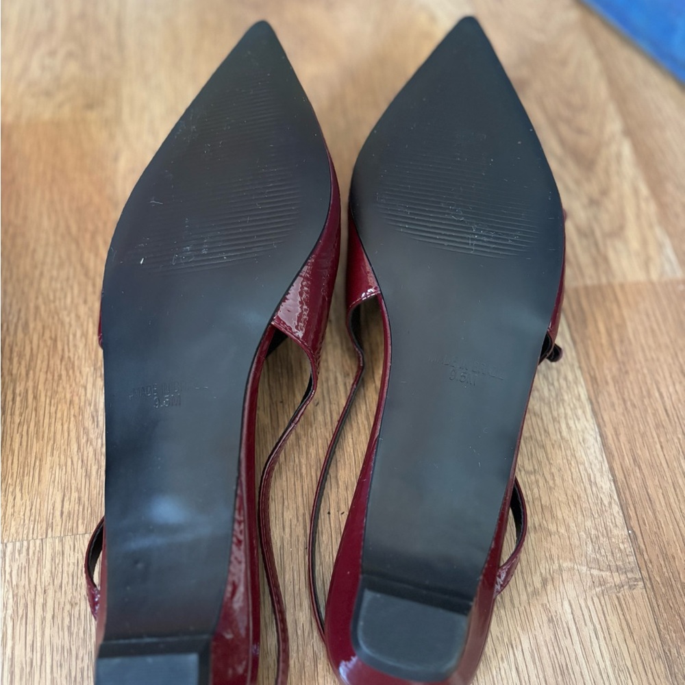 Steve Madden Burgundy Patent Pointed Toe Triple-Strap Flats - Size 9.5 M - Picture 5 of 5